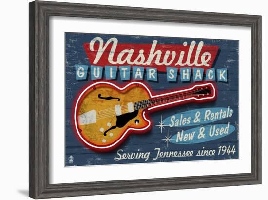 Nashville, Tennessee - Guitar Shack-Lantern Press-Framed Art Print