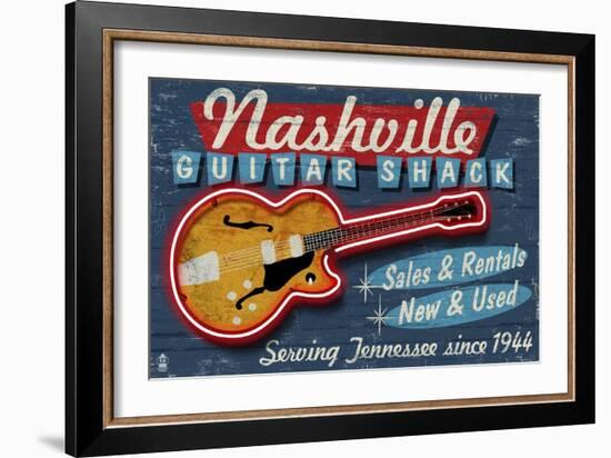 Nashville, Tennessee - Guitar Shack-Lantern Press-Framed Art Print