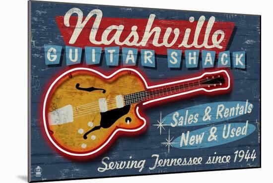 Nashville, Tennessee - Guitar Shack-Lantern Press-Mounted Art Print
