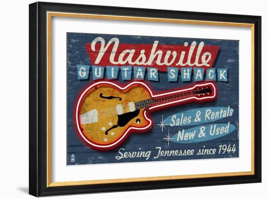 Nashville, Tennessee - Guitar Shack-Lantern Press-Framed Art Print