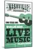 Nashville, Tennessee - Horizontal Guitar - Teal Screenprint-Lantern Press-Mounted Art Print