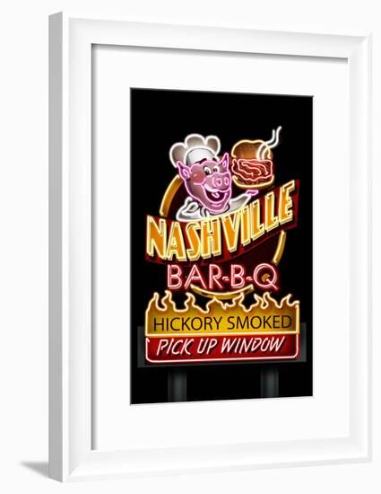 Nashville, Tennessee - Neon BBQ Sign-Lantern Press-Framed Art Print