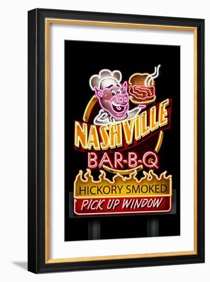 Nashville, Tennessee - Neon BBQ Sign-Lantern Press-Framed Art Print