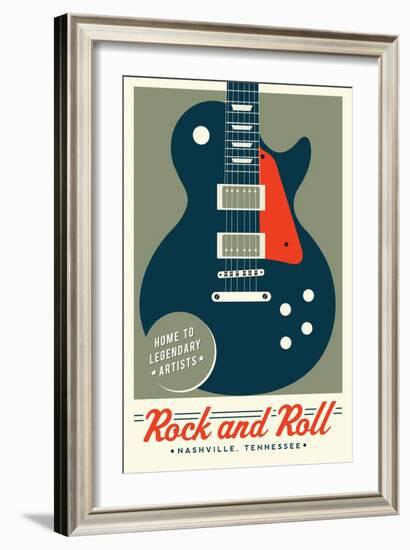 Nashville, Tennessee - Rock and Roll - Electric Guitar - Lantern Press Artwork-Lantern Press-Framed Art Print