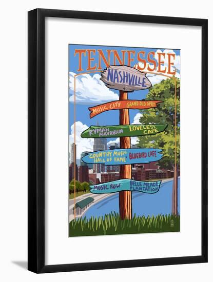 Nashville, Tennessee - Sign Destinations Ver 3-Lantern Press-Framed Art Print