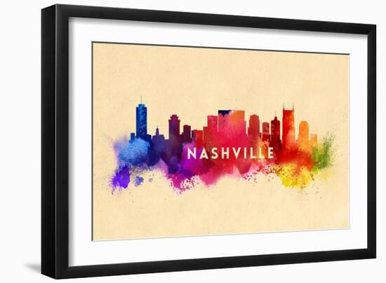 Nashville, Tennessee - Skyline Abstract-Lantern Press-Framed Art Print