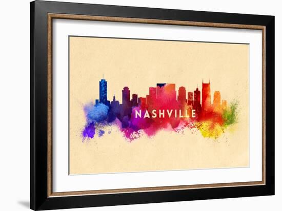 Nashville, Tennessee - Skyline Abstract-Lantern Press-Framed Art Print