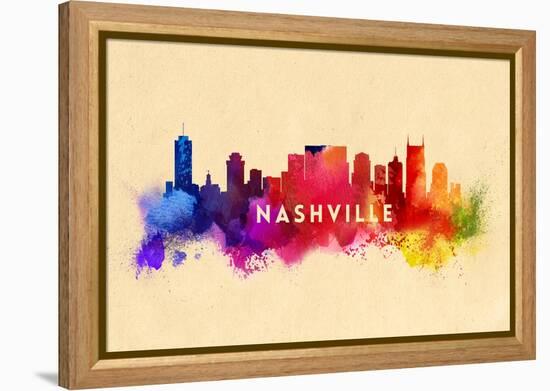 Nashville, Tennessee - Skyline Abstract-Lantern Press-Framed Stretched Canvas