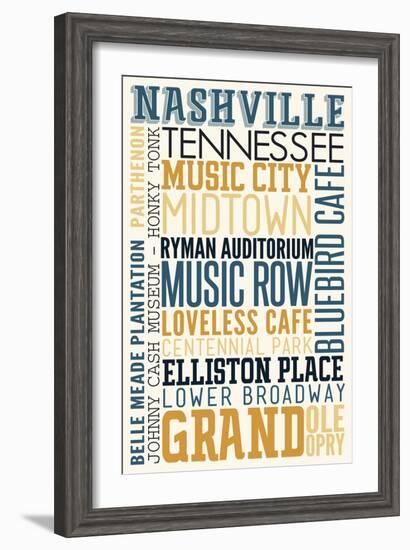 Nashville, Tennessee - Typography-Lantern Press-Framed Art Print