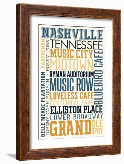 Nashville, Tennessee - Typography-Lantern Press-Framed Art Print