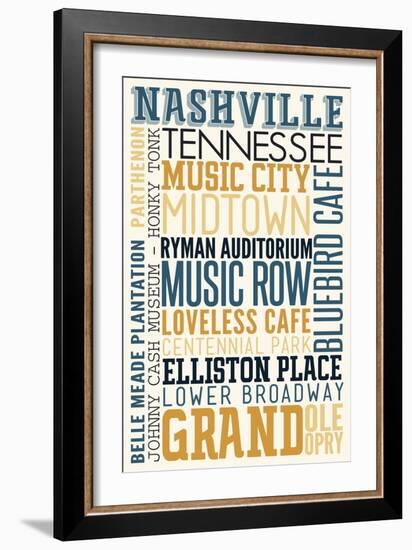 Nashville, Tennessee - Typography-Lantern Press-Framed Art Print