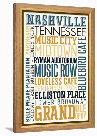 Nashville, Tennessee - Typography-Lantern Press-Framed Stretched Canvas