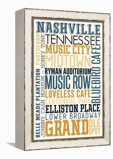 Nashville, Tennessee - Typography-Lantern Press-Framed Stretched Canvas