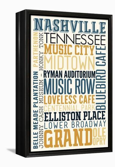 Nashville, Tennessee - Typography-Lantern Press-Framed Stretched Canvas