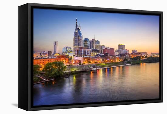 Nashville, Tennessee, USA Downtown Skyline on the Cumberland River.-SeanPavonePhoto-Framed Premier Image Canvas