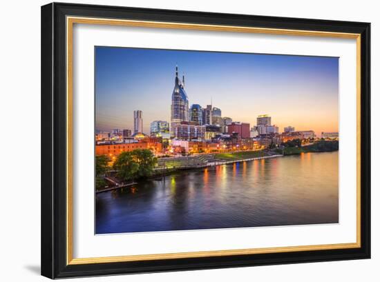 Nashville, Tennessee, USA Downtown Skyline on the Cumberland River.-SeanPavonePhoto-Framed Photographic Print