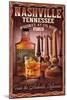 Nashville, Tennessee - Whiskey Vintage Sign-Lantern Press-Mounted Art Print