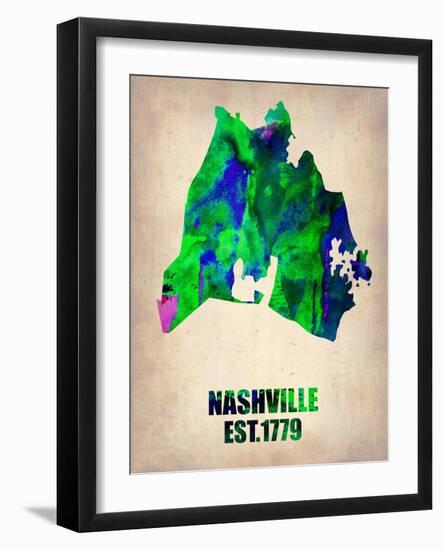 Nashville Watercolor Map-NaxArt-Framed Art Print