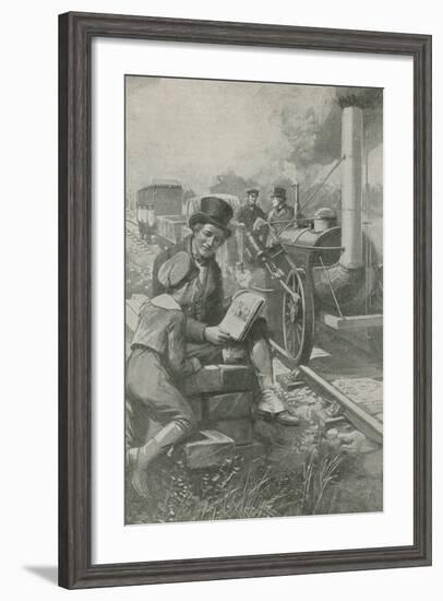 Nasmyth Sketches Stephenson's Engine-null-Framed Giclee Print