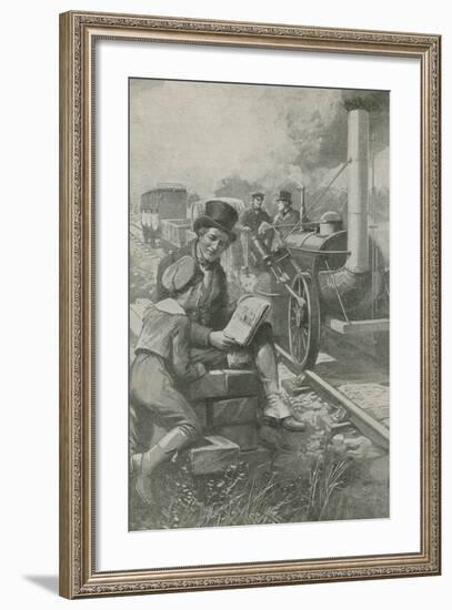 Nasmyth Sketches Stephenson's Engine-null-Framed Giclee Print