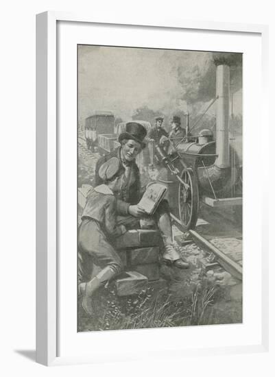 Nasmyth Sketches Stephenson's Engine-null-Framed Giclee Print