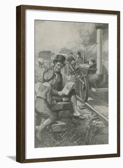 Nasmyth Sketches Stephenson's Engine-null-Framed Giclee Print