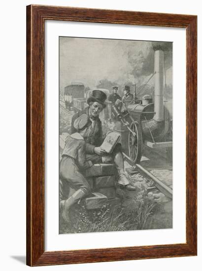 Nasmyth Sketches Stephenson's Engine-null-Framed Giclee Print