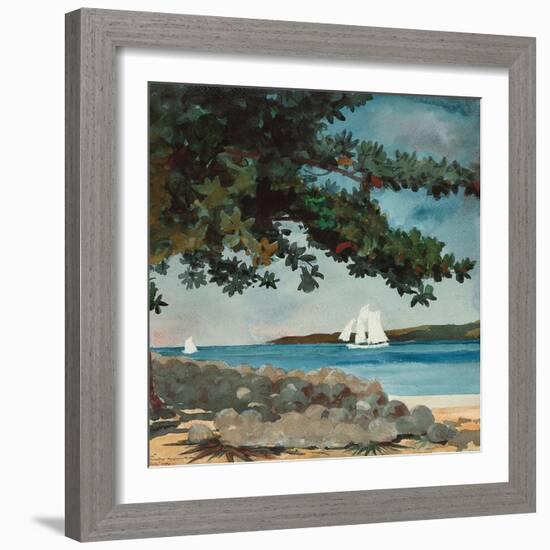 Nassau: Wasser und Segelboot (Nassau: Water and Sailboat). 1899-Winslow Homer-Framed Giclee Print