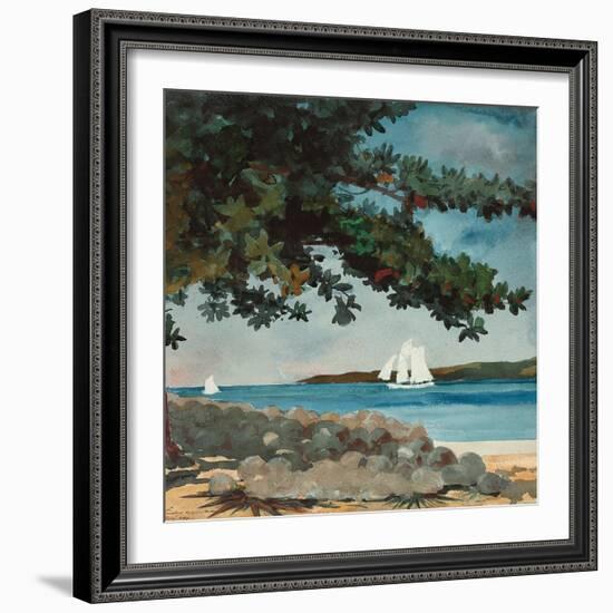 Nassau: Wasser und Segelboot (Nassau: Water and Sailboat). 1899-Winslow Homer-Framed Giclee Print