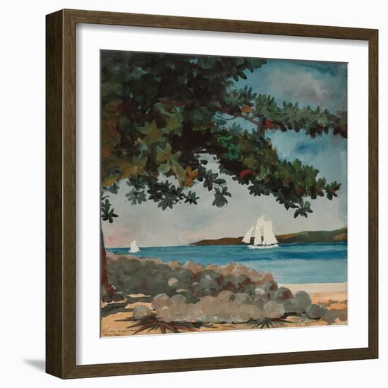 Nassau: Water and Sailboat, 1899 (Watercolour on Paper)-Winslow Homer-Framed Giclee Print