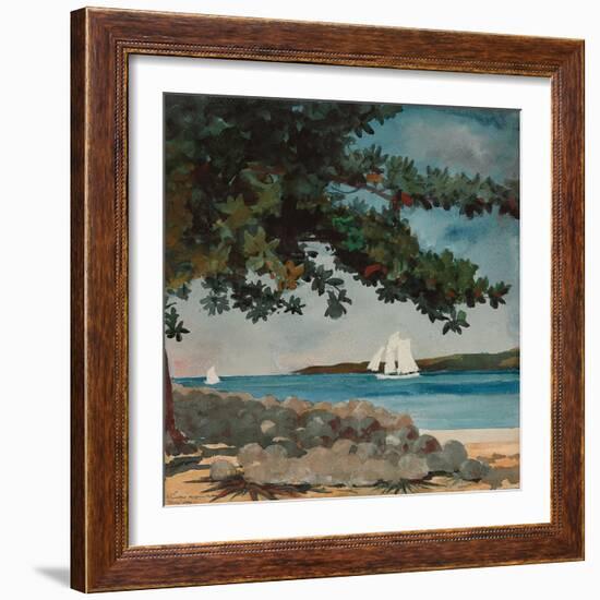 Nassau: Water and Sailboat, 1899 (Watercolour on Paper)-Winslow Homer-Framed Giclee Print