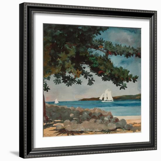 Nassau: Water and Sailboat, 1899 (Watercolour on Paper)-Winslow Homer-Framed Giclee Print