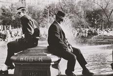 Two Men Sitting Back to Back Near Washington Square Park Fountain, Untitled 9, C.1953-64-Nat Herz-Framed Premier Image Canvas