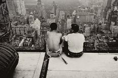 Two Men Sitting Back to Back Near Washington Square Park Fountain, Untitled 9, C.1953-64-Nat Herz-Framed Premier Image Canvas