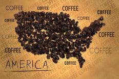 America Map Coffee Bean Producer on Old Paper-NatanaelGinting-Framed Art Print