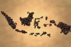 Indonesia Map Coffee Bean on Old Paper-NatanaelGinting-Framed Art Print