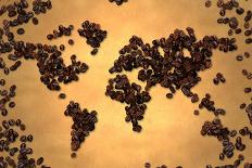 World Map Coffee Bean on Old Paper-NatanaelGinting-Art Print