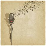 Vintage Background with Microphone - Vector Illustration-natbasil-Framed Art Print