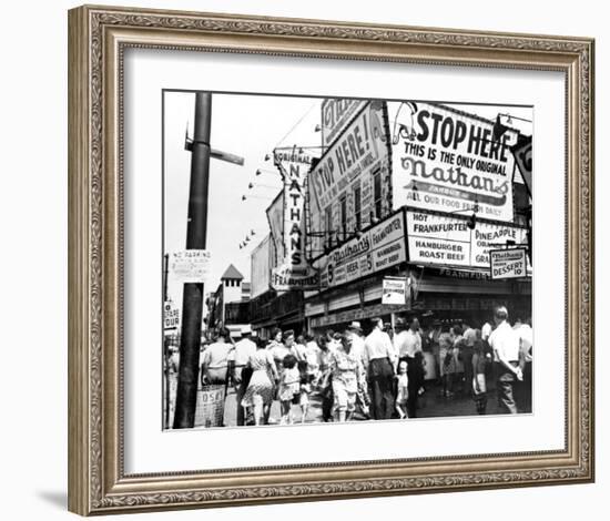 Nathan's Hot Dogs, Coney Island, New York, c.1960-null-Framed Art Print