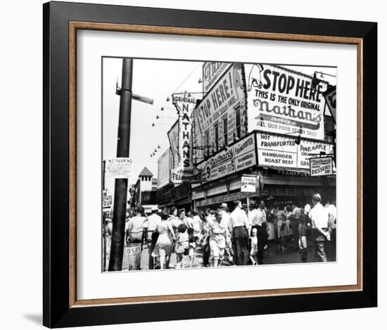 Nathan's Hot Dogs, Coney Island, New York, c.1960-null-Framed Art Print