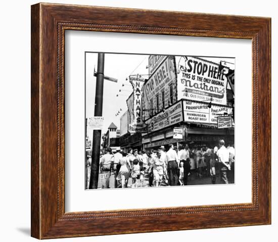 Nathan's Hot Dogs, Coney Island, New York, c.1960-null-Framed Art Print