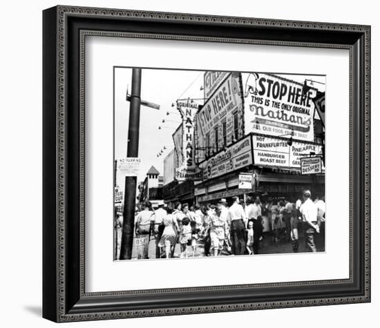 Nathan's Hot Dogs, Coney Island, New York, c.1960-null-Framed Art Print