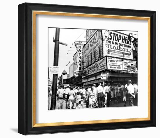 Nathan's Hot Dogs, Coney Island, New York, c.1960-null-Framed Art Print