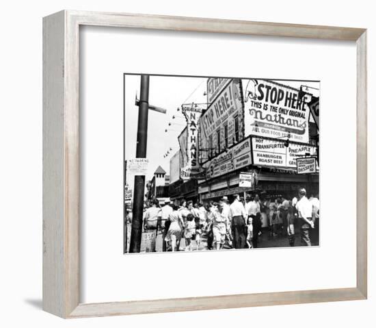 Nathan's Hot Dogs, Coney Island, New York, c.1960-null-Framed Art Print