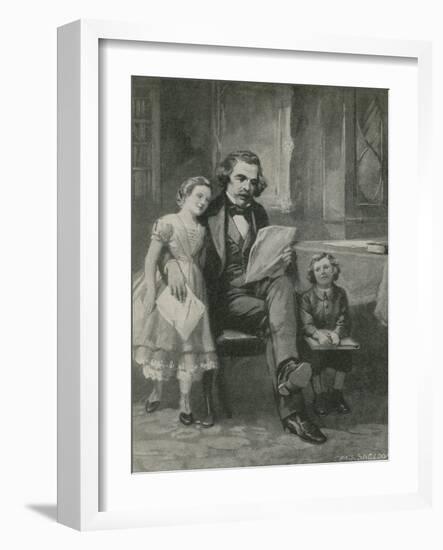 Nathaniel Hawthorne Reading to His Children-Charles Mills Sheldon-Framed Giclee Print