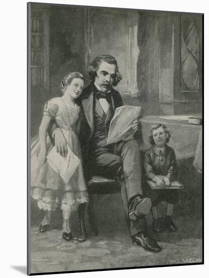 Nathaniel Hawthorne Reading to His Children-Charles Mills Sheldon-Mounted Giclee Print