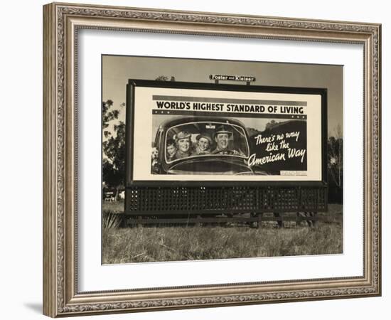 National Association of Manufacturers Billboard Campaigns Against New Deal Policies, 1937-Dorothea Lange-Framed Art Print