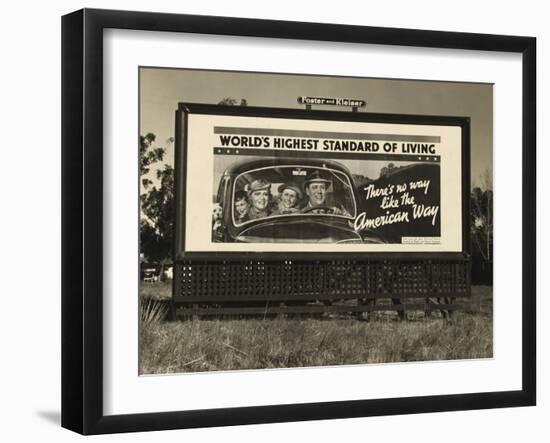 National Association of Manufacturers Billboard Campaigns Against New Deal Policies, 1937-Dorothea Lange-Framed Art Print