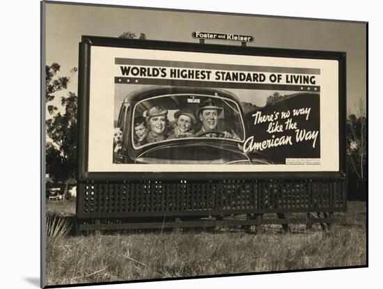 National Association of Manufacturers Billboard Campaigns Against New Deal Policies, 1937-Dorothea Lange-Mounted Art Print