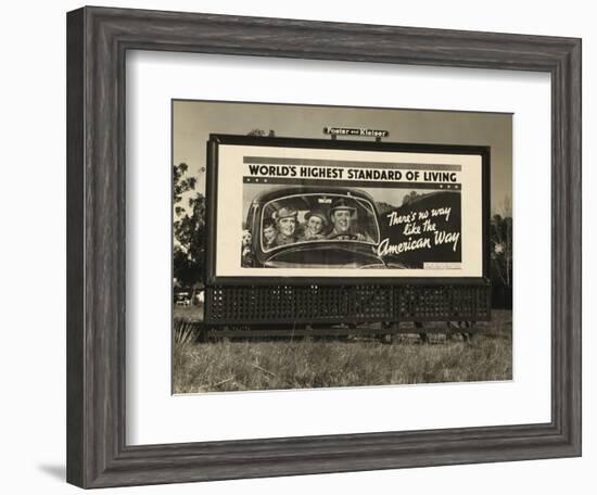 National Association of Manufacturers Billboard Campaigns Against New Deal Policies, 1937-Dorothea Lange-Framed Art Print